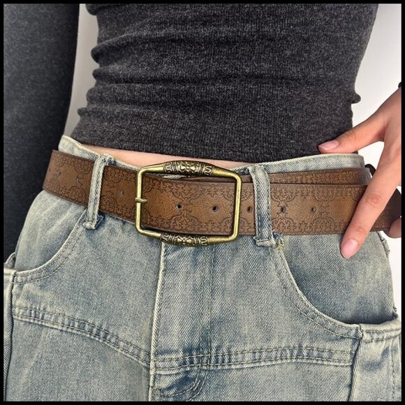 Western Faux Leather Belt for Women Adjustable Cowgirl Style